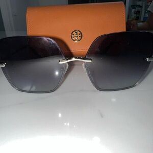 Tory Burch Silver and Black Gradient Sunglasses
